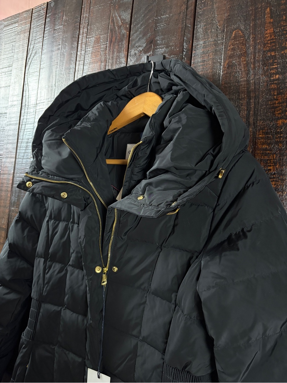 Cole Haan Black Quilted Down/Feather Hooded Maxi Puffer Coat - Small - Picture 12 of 15